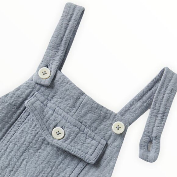 ZARA Kids | Gray-Blue | CONTRAST BUTTON TEXTURED OVERALLS - Picture 3 of 7